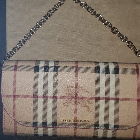 Burberry Wallet Chain Haymarket Henley Coral Red - Picture 7 of 8